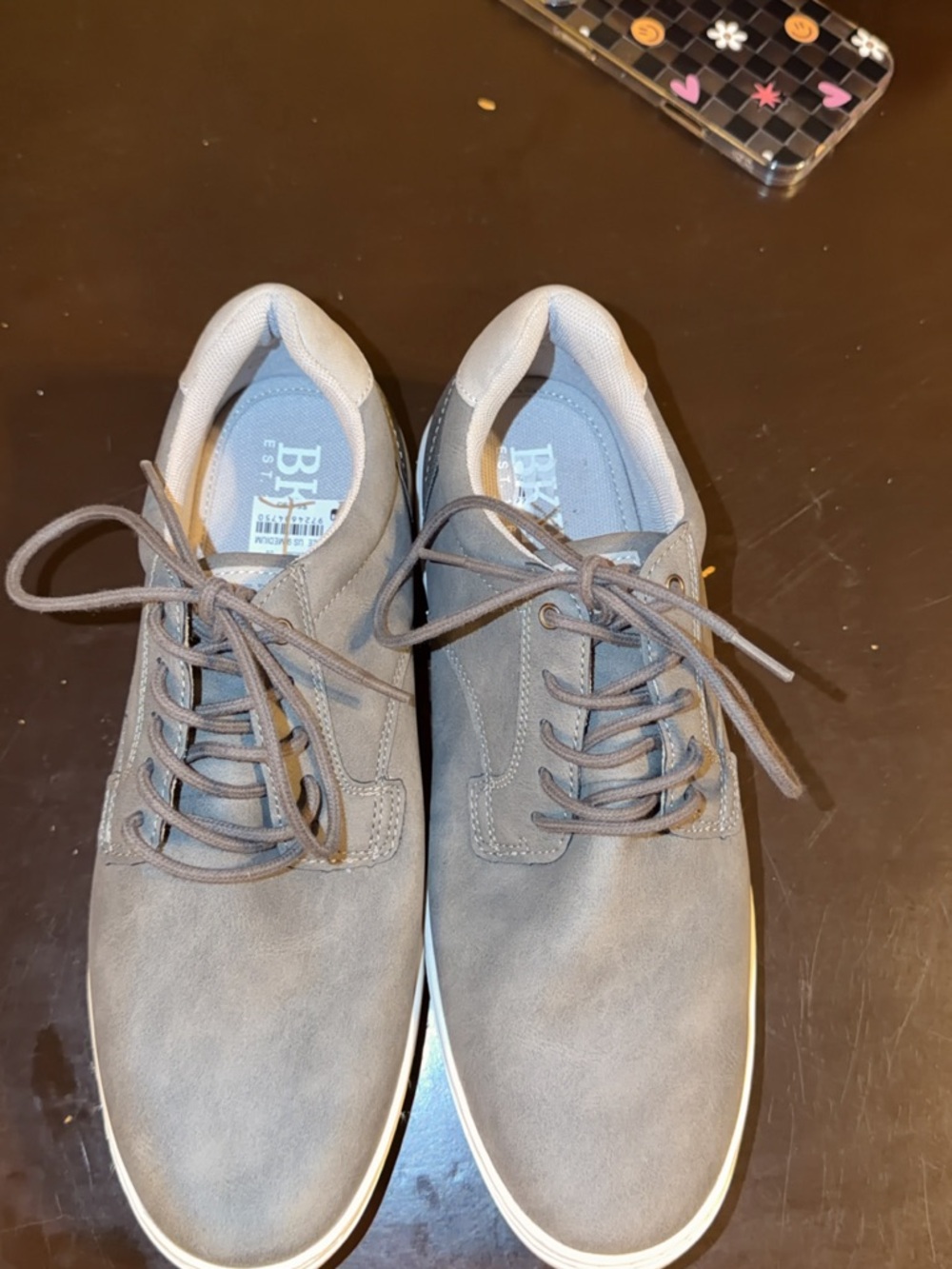 BKE Men's Casual Gray Suede Lace-Up Sneakers